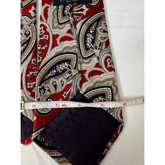 Hardy Amies Mens Tie Set Of 3 Red Navy Paisley Silk Heritage Old Money Preppy - Picture 12 of 14